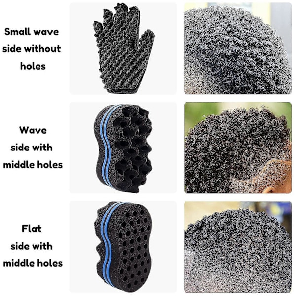 Curl Sponge Set, Hårsvamp för Svarta Män, Twist Sponge Brush Set för Lockar, Hår