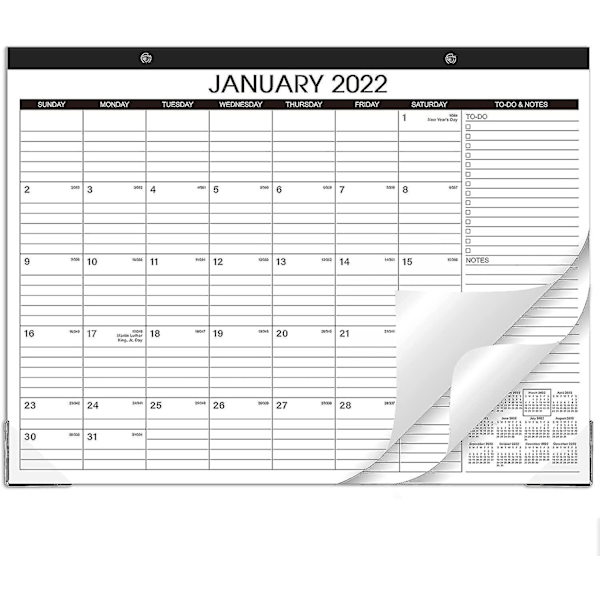 2022 työpöytäkalenteri - 2022-2023 43,18 cm x 55,88 cm, tammikuu 2022 - kesäkuu 2023, 18 kuukauden suunnitelma, suuri vaakasuora lohko, repäisymalli, 2 kulmasuojaa A