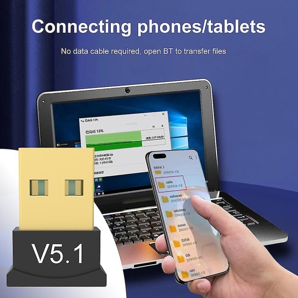 Bluetooth-yhteensopiva 5.1-sovitin Bluetooth-yhteensopiva Dongle-vastaanotin kannettavalle tietokoneelle Näppäimistö Hiiri（5.1）