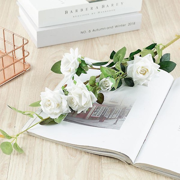 Konstgjord ros av sidenblomma, lätt att sköta, levande dekor, fräschhållande simulerad ros, blomsterarrangemang för bröllop (vinröd)