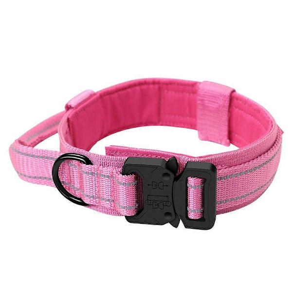 Taktiskt Hundhalsband K9 Husdjurshund - Tungt Militärinspirerat Hundhalsband Metallspänne För Snabb Lossning Rosa Reflekterande Halsband