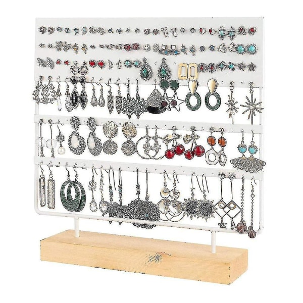 Ørepyntstativ Display Rack 3-lags Ørepyntstativ Smykkearrangør Ørepyntstativ Ørepyntstativ 144 Hull Med Trestativ Display Rack For Kvinner Jente