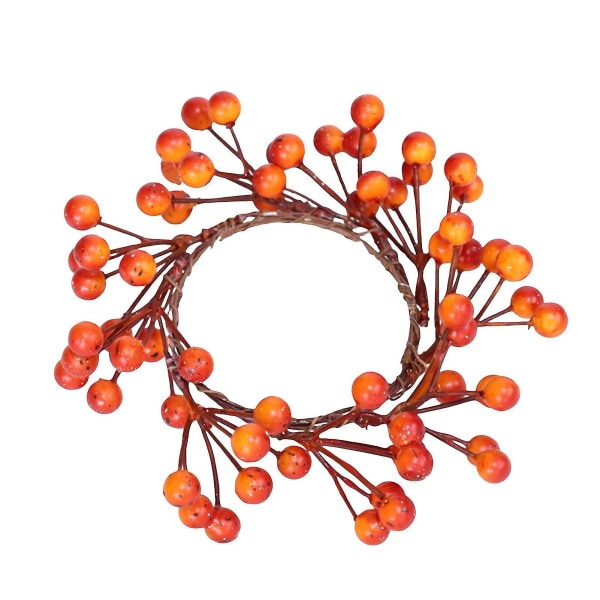 6 stk Halloween lys ringe krans kunstige efterår lys ringe med orange bær hoveddør hængende festlige forsyninger (standard)