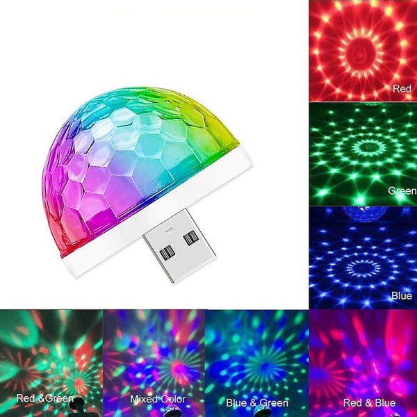 USB Disco Ball Light -ääniaktivoitu LED Atmosphere -juhlavalo Mini Kannettava DJ Ball Strobe Light Adapterilla älypuhelimille, 4W (4 kpl)