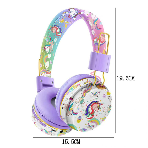 Trådlösa Bluetooth headset Sport Cartoon Unicorn Hörlurar Hörlurar Barn Flickor Presenter Rosa