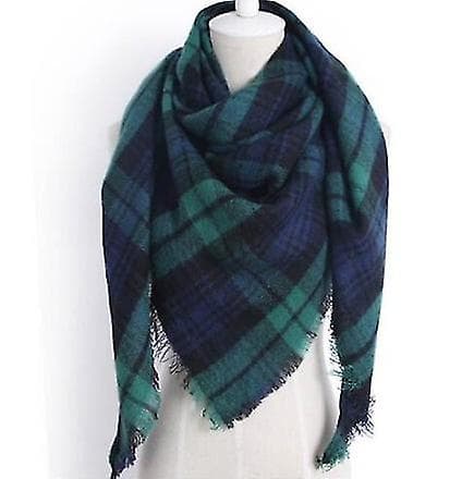 Trendig Vintervarm Stor Triangulär Rutig Pläd Dam Scarf Wrap Sjal (B)