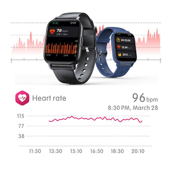Bluetooth Älykäs watch Älykäs rannerengas Bluetooth syke veren happilämpötila urheiluranneke (vaaleanpunainen)