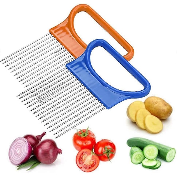 2-pack Assistent Matskärare Rostfritt Stål Grönsaksställ Slicers Köttslicers Lök Skalare, Potatis Skärare Slicer, Grönsaks Hjälp, Rostfritt Stål F