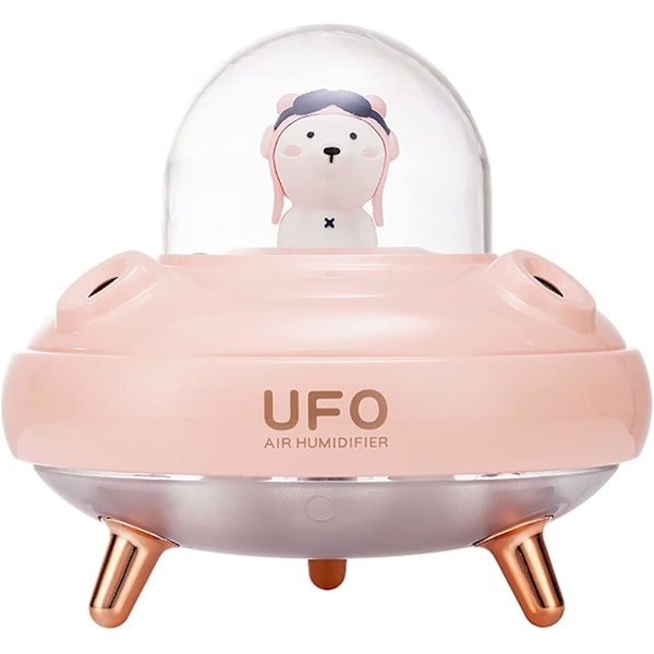 400ml Luftfuktare för Hemmet, Nattlampa Kall Dimma Luftfuktare, Automatisk Timeravstängning, Automatisk Avstängning Utan Vatten, Tyst Luftfuktare, Söt Ufo,
