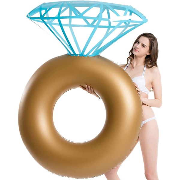Uppblåsbar Diamantring Pool Float - Förlovningsring Möhippa Float Stagette Dekorationer Badring Flytande Utomhus Vatten Lounge För Vuxna