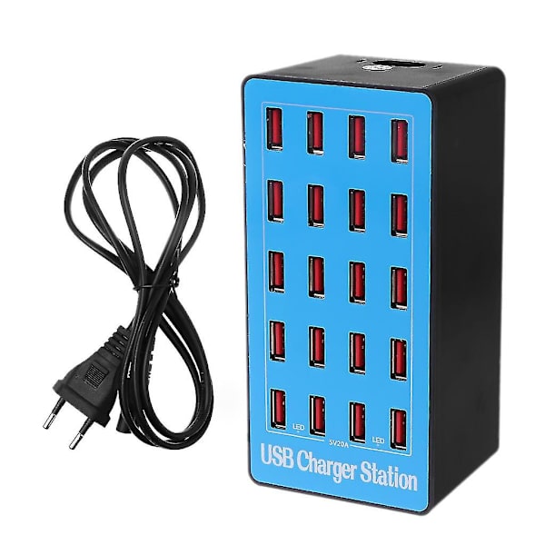 2024 20-portars USB-hubb laddare strömadapter vägg snabbladdningsdockningsstation 100w