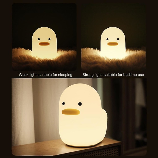 Cute Stupid Duck Silikonlampe Timing Amming Sengelapp Nattlys Kreativ gave Nattbord Usb sovelampe