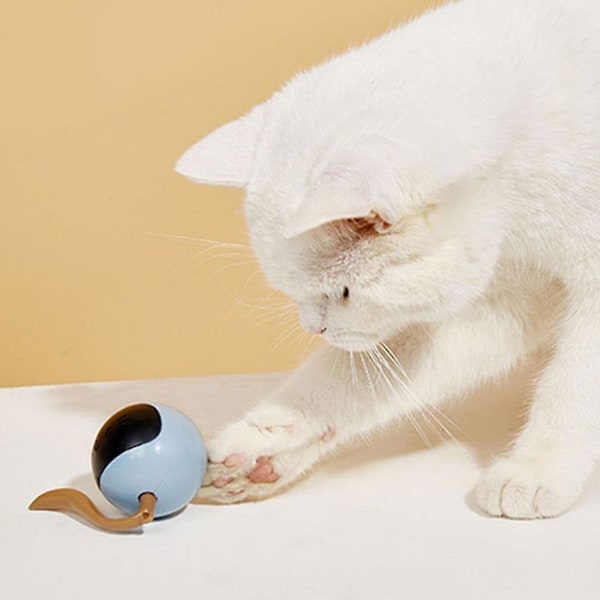 Magic Ball Cat Toy Elektrisk Intelligent Erting Cat Stick Magic Ball Selv Hei Kjedsomhet Lekeball（Gul）