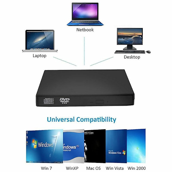 Usb extern DVD Cd hårddiskbrännare spelare läsare optisk enhet för PC bärbar dator