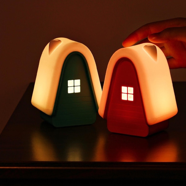 Snow House nattlys for barn, oppladbart silikon baby nattlys, 3. gir justerbar berøringslampe（rød）