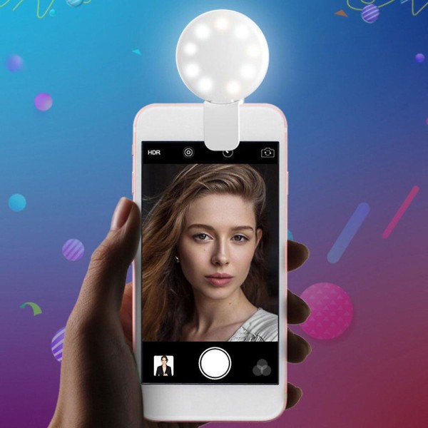Bærbar Selfie Flash LED Clip-on mobiltelefon Selfie Light (sort)