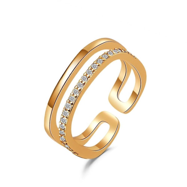 Falsk diamant stabelbar ring sød tynd guld engagement justerbar åben kno ring evighedsring til kvinder