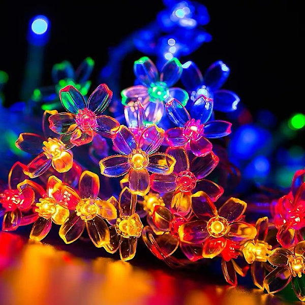 1 sett USB fargerike blomsterlys med fjernkontroll, 8 moduser utendørs 6m 40 LED fe lys dekorasjon for hage gård juletre, plen, fest