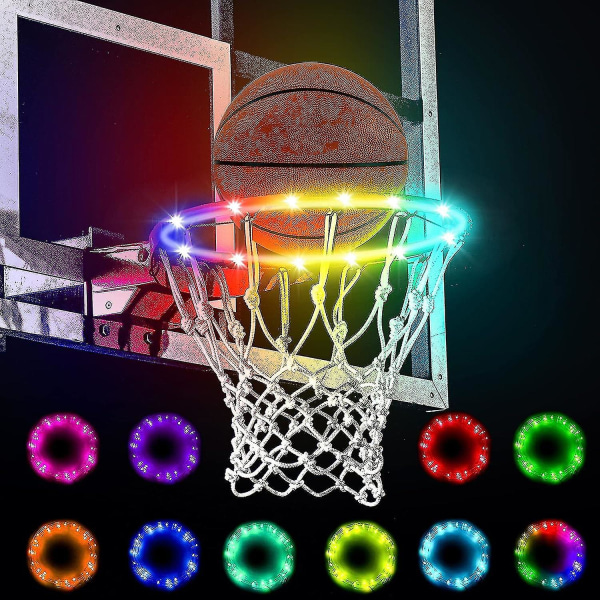 Led-koripallovalot ulkona, kaukosäädin, vedenpitävät koripallovalot, 16 väriä, 7 valaistustilaa