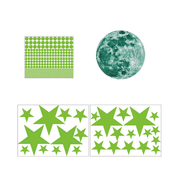 WABJTAM väggklistermärken, 221 självhäftande ljusa och realistiska stjärnor och fullmåne för stjärnhimmel, lysande dekoration för flickor och pojkar, vacker vägg dec.