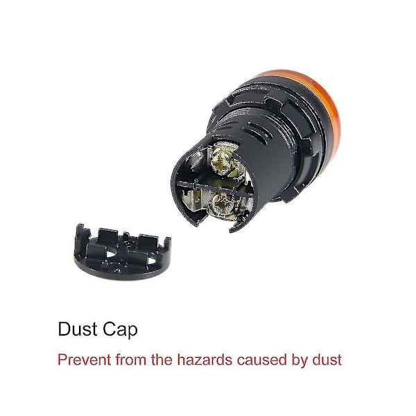 2 stk. AC/DC 110V indikatorlamper, gult LED, forsænket panelmontering 7/8\" 22mm（hvid）