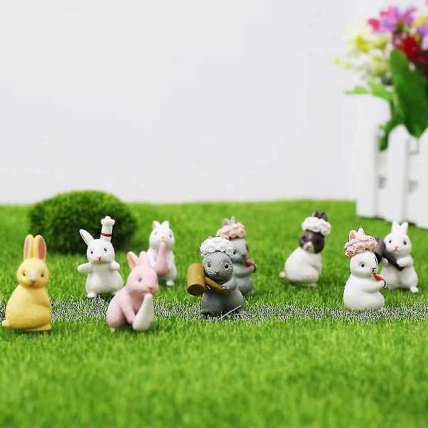 12 kpl miniatyyrikani figuuria, mini pupu figuuria, kani nuket, kani lelut, kani hahmo sarja, pupu kokoelma leikkisetti, keijupuutarhan koriste