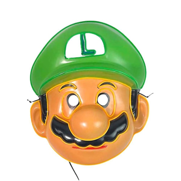 Halloween Super Mario Bros Led Mask Cartoon Mask Lys opp Mario Luigi Masker Cosplay Kostyme Festival Festrekvisitter（grønn）