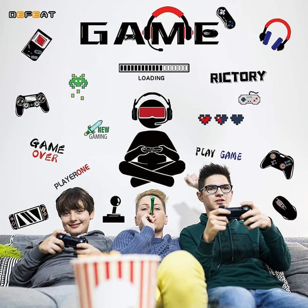 Game Player Wall Stickers Video Gamer Med Controller Wall Decals