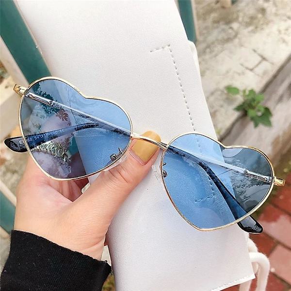 Fashion Vuxen Metall Hjärtformade Solglasögon Gradient Utomhus Glasögon Vuxen Ögonskydd UV400 Nyanser Metall Vuxen VuxenSolglasögon（Svart Grå）
