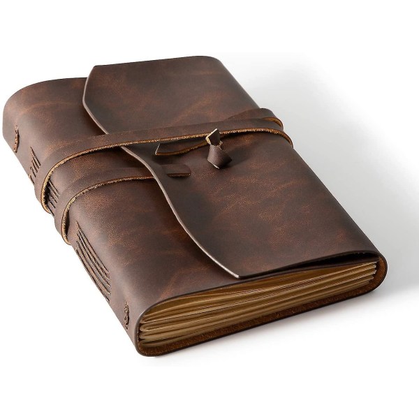 Leather Journal Notebook - Leather Bound Journal For Men, Lined Travel Journal & Writing 5x7 Inch