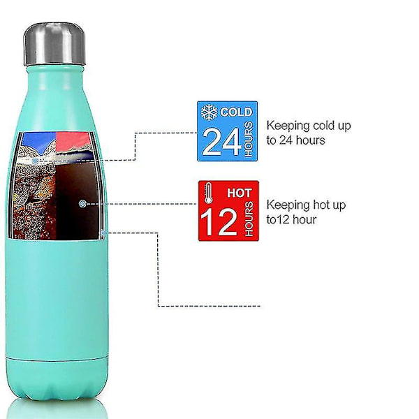 Arteesol Rostfritt Stål Drickflaska, Termosflaska 500ml/750ml/1000ml Dubbelväggig Termos, Bpa-fri Vakuum Vattenflaska Isoleringsflaska Sportflaska För Barn, Småbarn, Skola, Fitness, Löpning - Med Koppborste