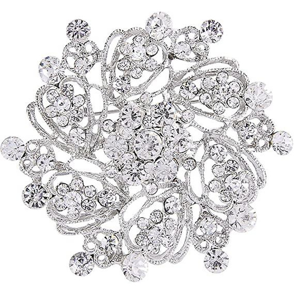 Bröllops corsage smycken kristall elegant blomma krans brosch för kvinnor silverfärgad