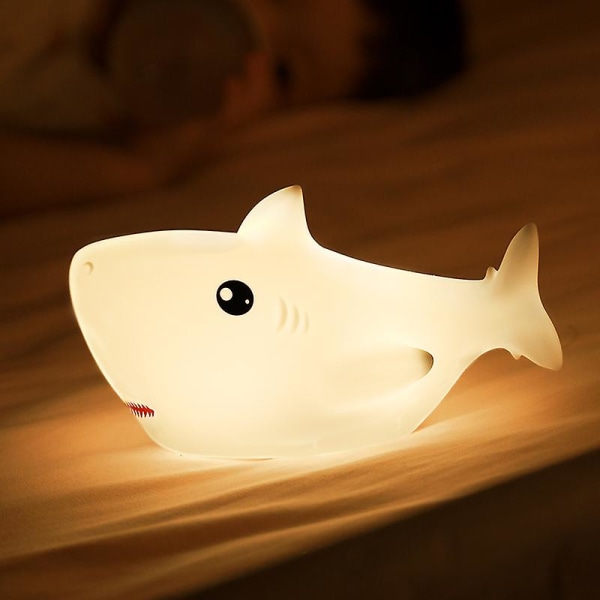Söt Shark Night Light, Shark Lights för baby Flickor Födelsedagspresenter Nattlampa Barn Tonåringar Rumsinredning, USB Uppladdningsbar Silikon Djur Flerfärgad