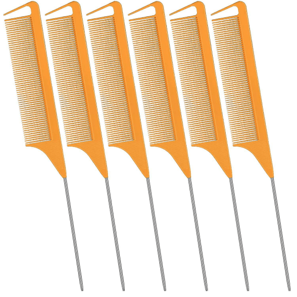 6 delar håravskiljande kam Rostfritt stål Pintailkam Råtta Svanskam Retande kammar Kompatibel med hårklippning Frisörstyling