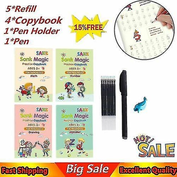 Magic Handwriting Copybook Återanvänd Groove Practice Calligraphy Book For Kid Gift