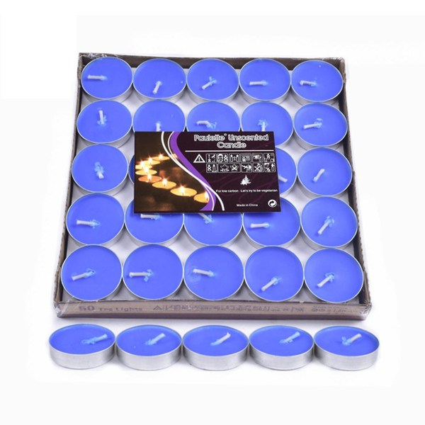 50 kpl Savuttomia teekynttilöitä Miellyttävä tuoksukynttilä piknik-ulkotarvikkeille (sininen)