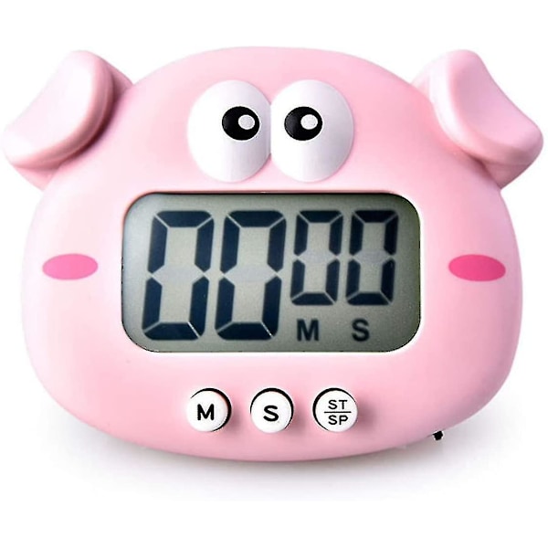 Kök Timer, Söt Cartoon Djur Nedräkningstimer, Digital Matlagningstimer Med Magnetisk, Lcd Storskärm Visuell Klocka, (1st-rosa)