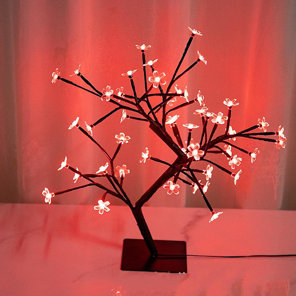 LED Bonsai Trädlampa, 45 cm Konstgjort Körsbärsträd Dekorativ Skrivbordslampa Med 48 LED-lampor, Dekoration För Vardagsrum Sovrum Hem Kontor