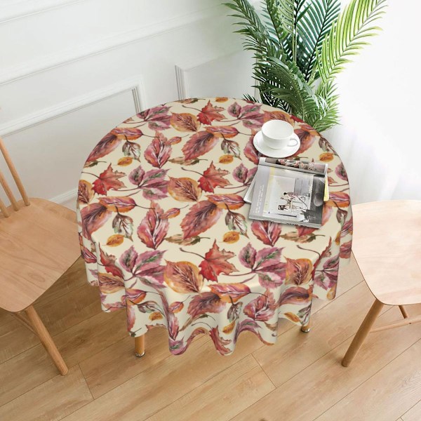 60 tum rund bordsduk skörde lönnlöv - Rost orange gula höstlöv polyester inomhus/utomhus bordsduk vattentät tvättbar återanvändbar för hem