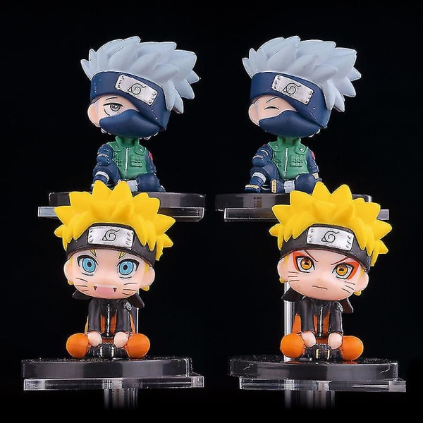 4st/ set Anime Naruto Figur 6cm Uzumaki Naruto Uchiha Sasuke Itachi Kakashi Söta leksaker Q Figurals Bildekorationsmodell