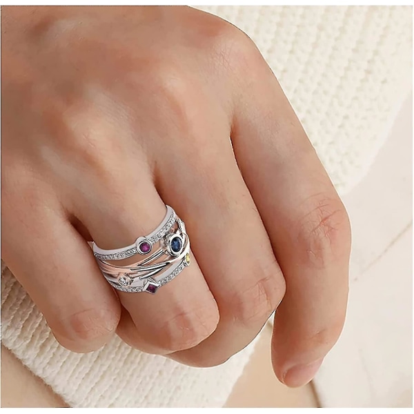 Kvinder 3-lags Rhinestones Ædelsten Ring, Blomst Kobber Smykker Gave Til Venner Kvinde Mand,vanddråbe Blomster Ringe