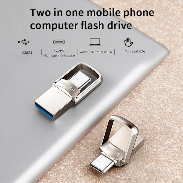 64GB 128GB 256GB 512GB 1TB 2TB U-disk Hög hastighet Stor kapacitet Drivrutinsfri Stöttålig OTG Bärbar Typ-C USB3.1 Flash-enhet