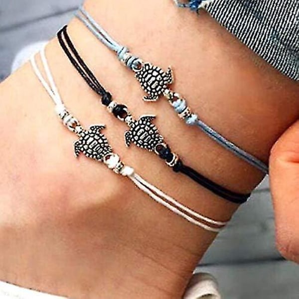 Blå Söstjärna Sköldpadda Anklet Flerlagers Charm Pärlor Hav Handgjord Boho Anklet Fot Smycken För Kvinnor Flickor A:sköldpadda 4 -