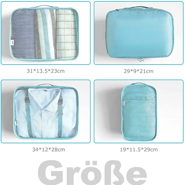 Organizer set, packkuber klädpåsar skopåsar researrangör packkuber kosmetika researrangör packpåsar (8 delar)