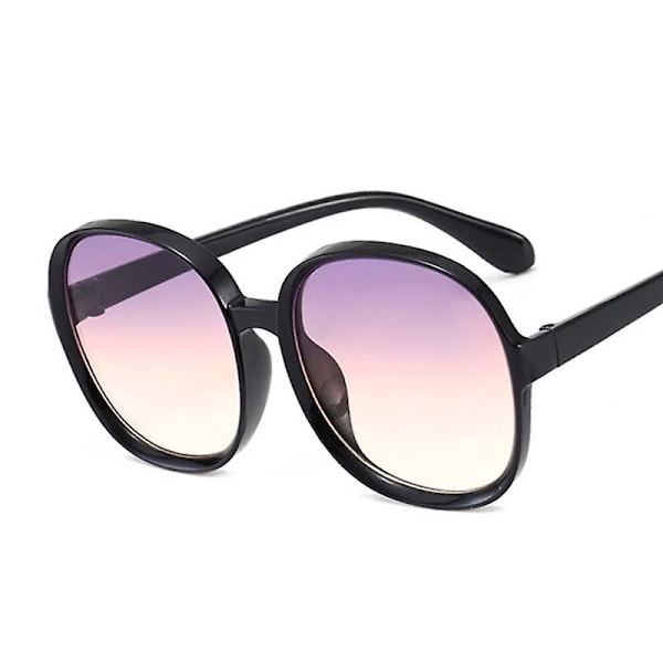 Nya runda bågar solglasögon vuxen retro märke designer brun svart överdimensionerade dam solglasögon vuxen mode utomhuskörning（transparent grå）