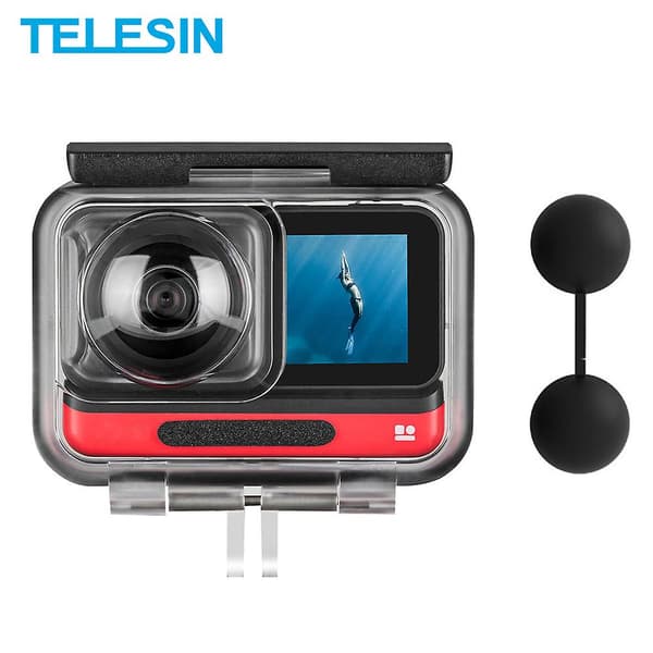 Telesin 45m undervands hus tilbehør til Insta360 ONE R 360 Edition kamera