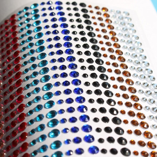 15 färger 3 storlekar strass klistermärken allt-i-ett ark 900 bitar 3 mm 4 mm 5 mm DIY självhäftande färgglada pärla strass dekorativa klistermärken för hantverk
