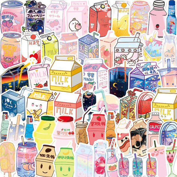 GHYT Kawaii Cute Tarrat 50 kpl Kawaii-juomatarrat, esteettiset tarrat, japanilaiset tarrat, tarrat, vesipullotarrapakkaus teini-ikäisille tytöille lapsille