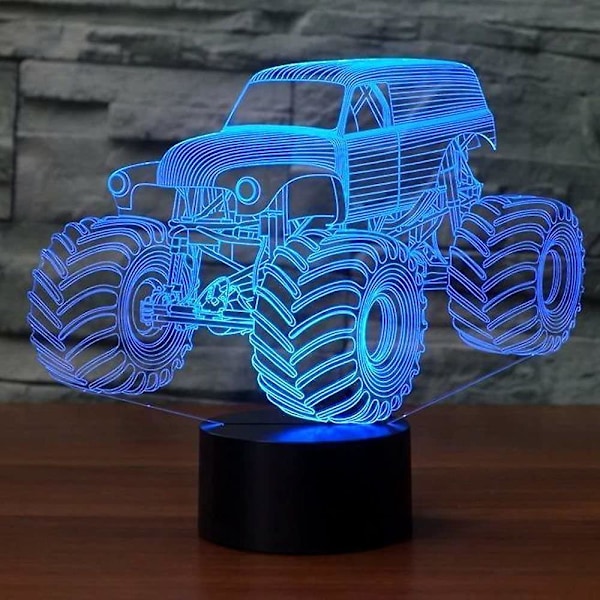 3D Traktor Bil Nattlampa Illusion Lampa 7/16 Färgskiftande LED Lampa USB-driven Touch Switch Fjärrkontroll Leksaker Present Dekor Dekorationer Jul