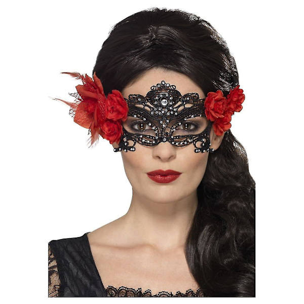 Svart spetsmask Dia de los Muertos för vuxna